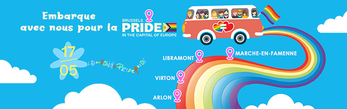 Le service Maison Arc-en-Ciel affrète un car pour rejoindre la Brussels Pride – The Belgian & European Pride, le samedi 17 mai 2025.